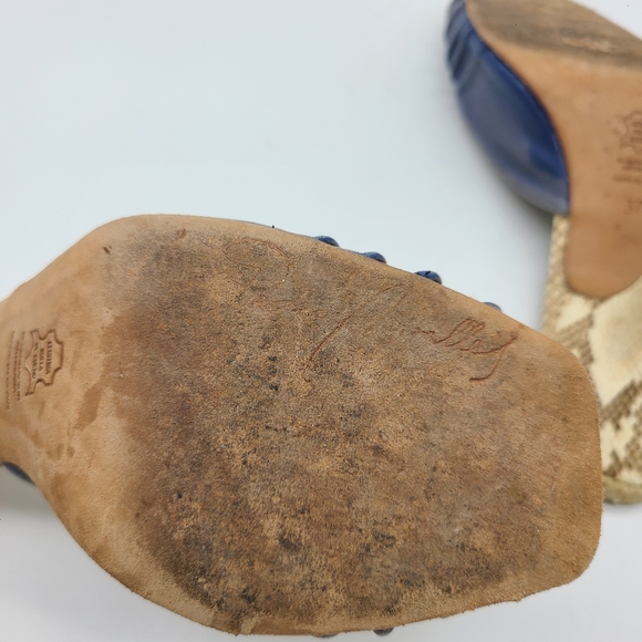 Pedro Morales Snake Print Leather Heel Slip-on Sandals - Picture 10 of 13